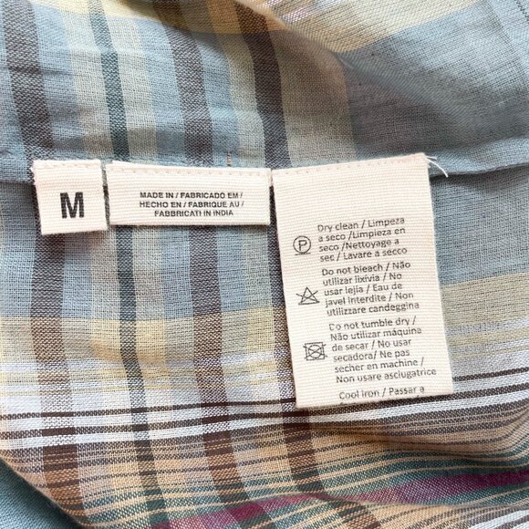 Traces Of Me Tunic Mahi Cotton Silk Plaid Dress Blue Slow Fashion Size Medium - Picture 8 of 11